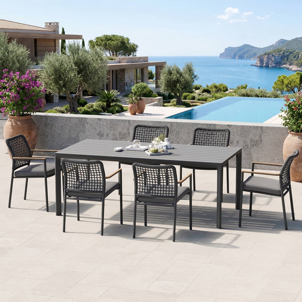 Riviera Rope Woven Aluminum Outdoor Dining Chair