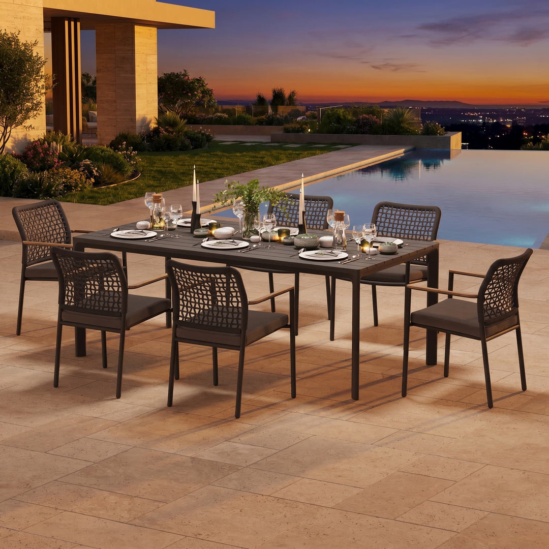Riviera Rope Woven Aluminum Outdoor Dining Chair
