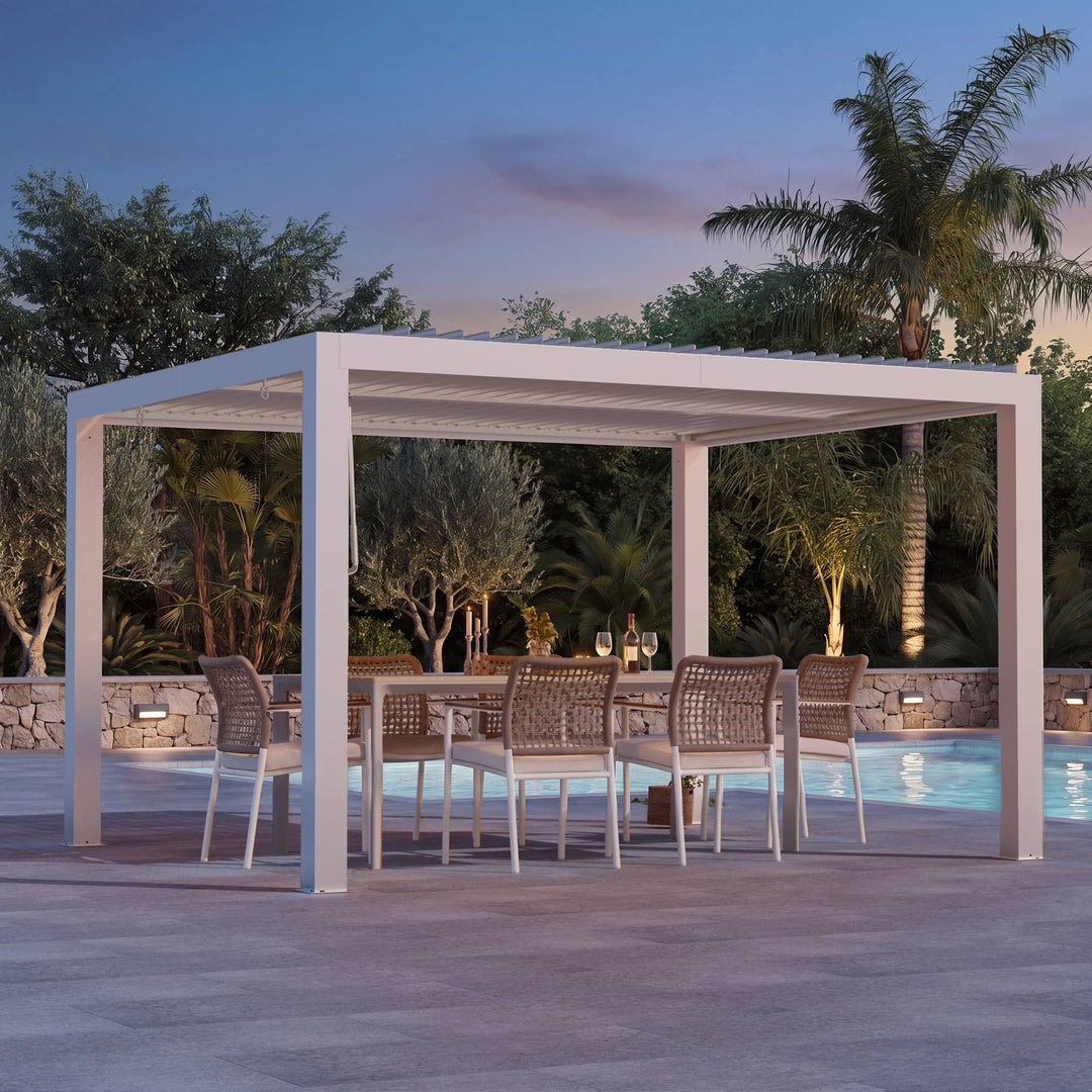 10'x12' Aurora Metal Pergola with Adjustable Louver