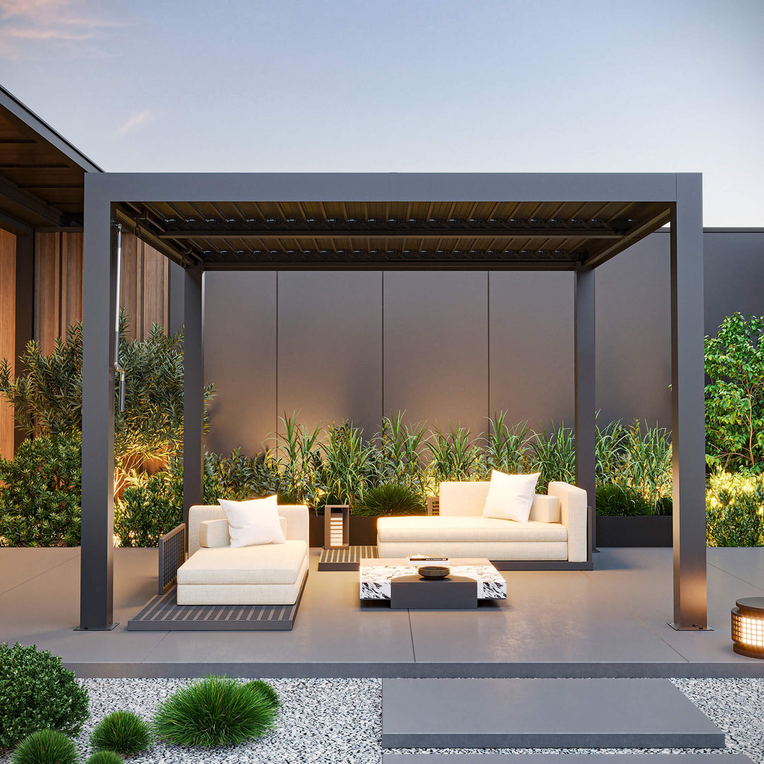 10'x10' Aurora Metal Pergola with Adjustable Louver