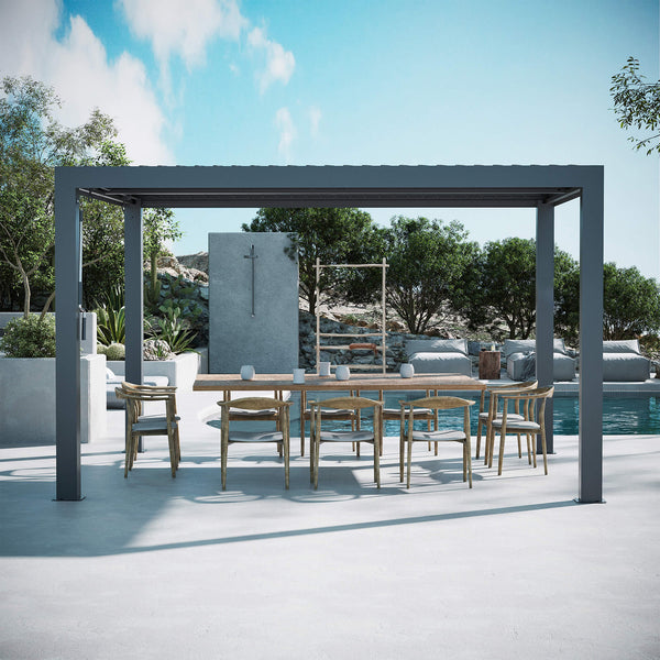 10'x12' Aurora Metal Pergola with Adjustable Louver