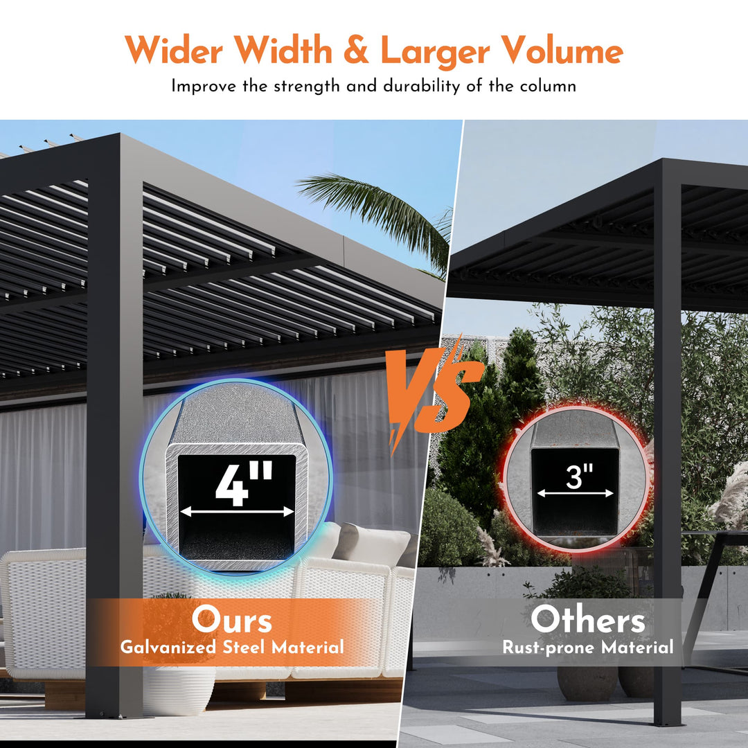 12'x24' Aurora Metal Pergola with Adjustable Louver