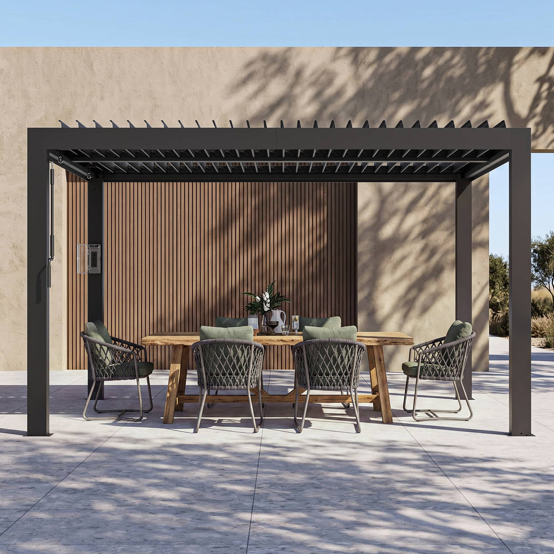 12'x12' Aurora Metal Pergola with Adjustable Louver