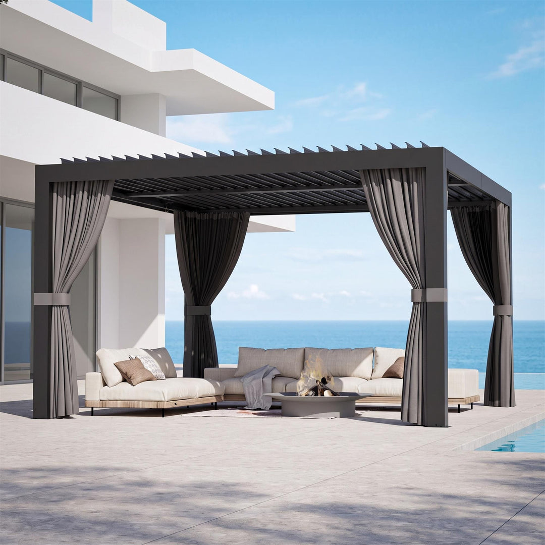 12'x12' Aurora Metal Pergola with Adjustable Louver