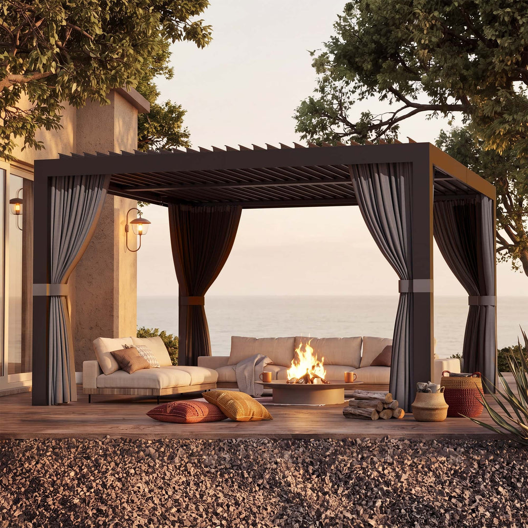 12'x12' Aurora Metal Pergola with Adjustable Louver