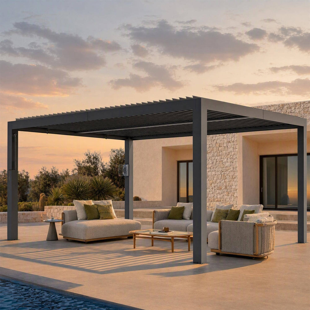 12'x16' Aurora Metal Pergola with Adjustable Louver