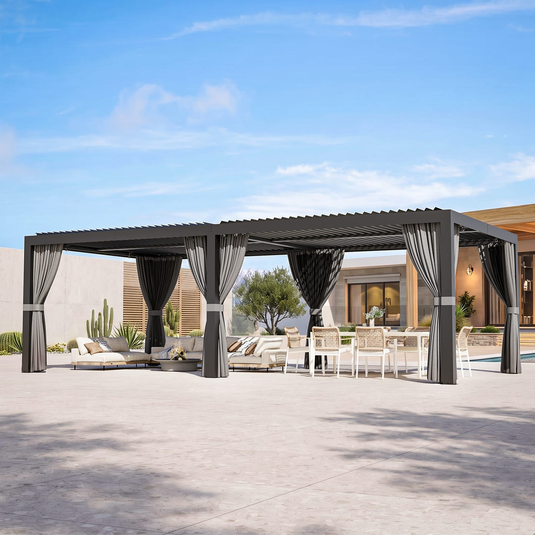 12'x24' Aurora Metal Pergola with Adjustable Louver