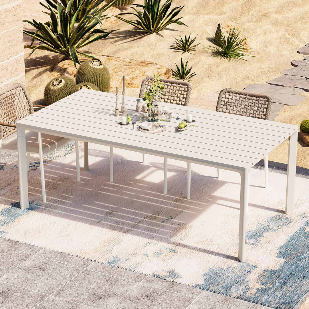 79" Cavo Aluminum Outdoor Dining Table with Slatted Top