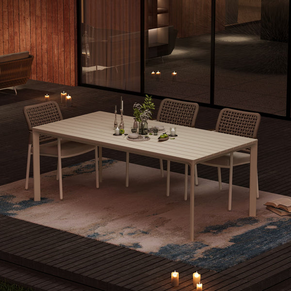 79" Cavo Aluminum Outdoor Dining Table with Slatted Top