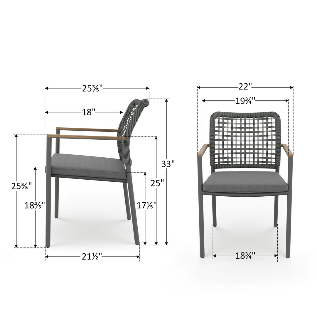 Riviera Rope Woven Aluminum Outdoor Dining Chair