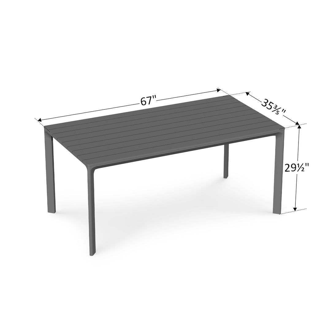 67" Cavo Aluminum Outdoor Dining Table with Slatted Top