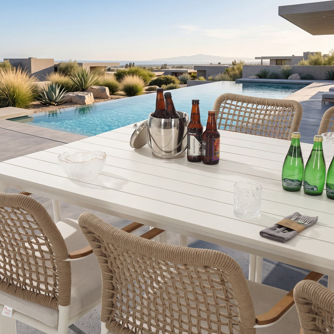 79" Cavo Aluminum Outdoor Dining Table with Slatted Top