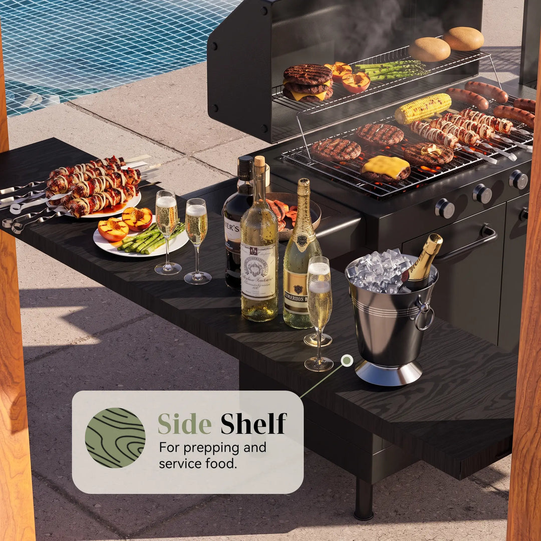 6'x8' The Smoke Shack Hardtop Grill Gazebo with Sloped Roof