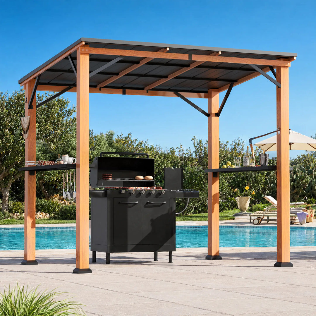 6'x8' The Smoke Shack Hardtop Grill Gazebo with Sloped Roof