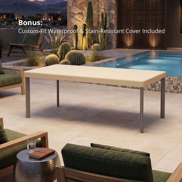 79" Cavo Aluminum Outdoor Dining Table with Slatted Top
