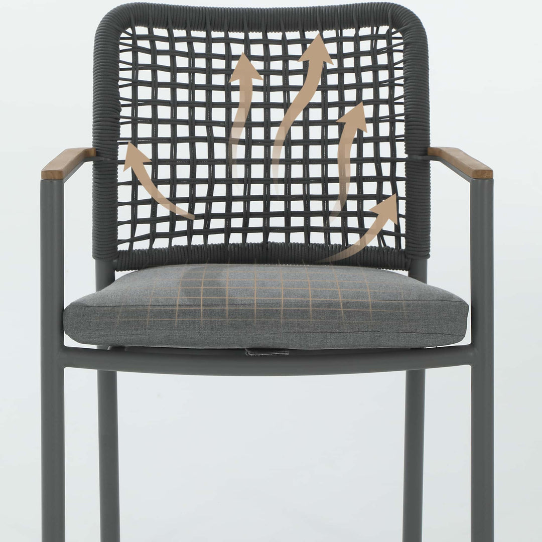 Riviera Rope Woven Aluminum Outdoor Dining Chair