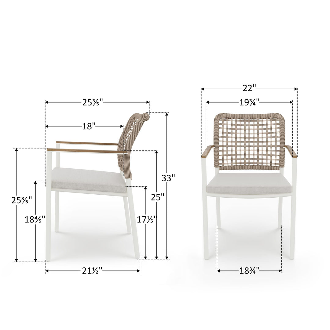 Riviera Rope Woven Aluminum Outdoor Dining Chair