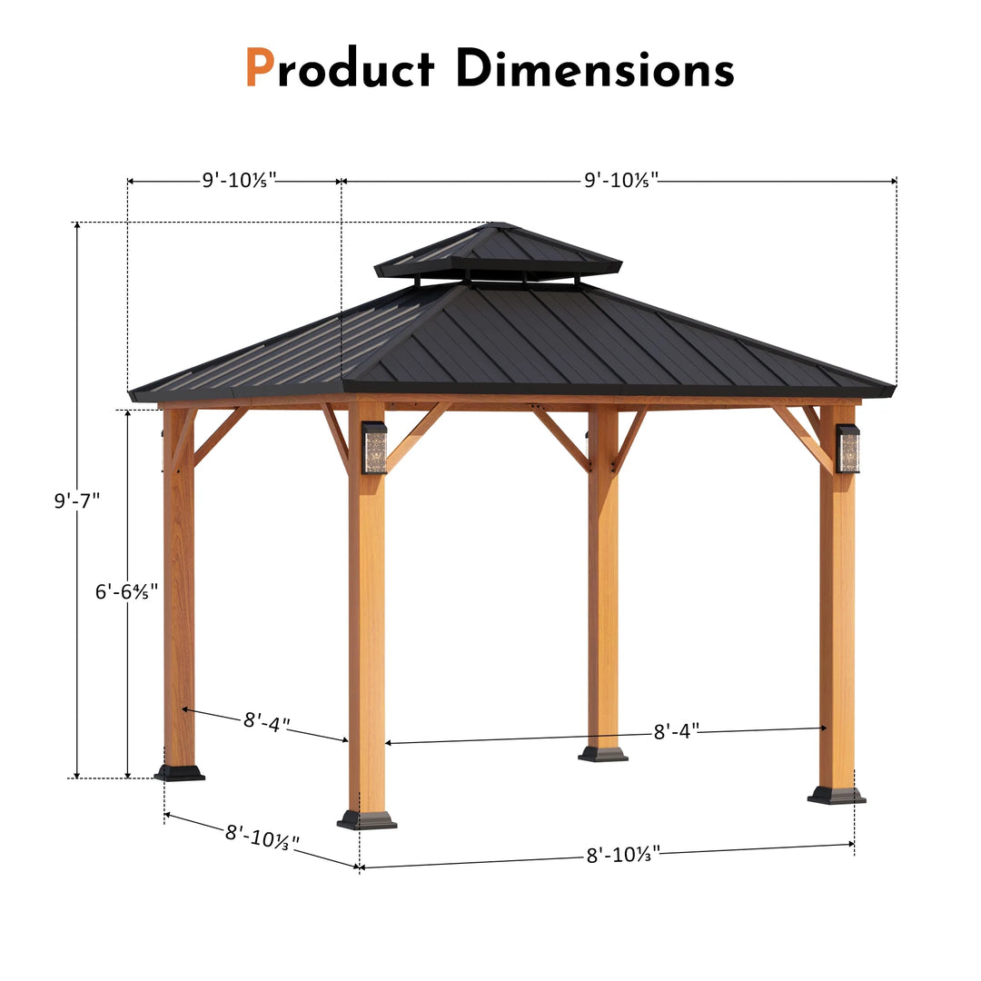 10'x10' The Horizon Metal Hardtop Gazebo