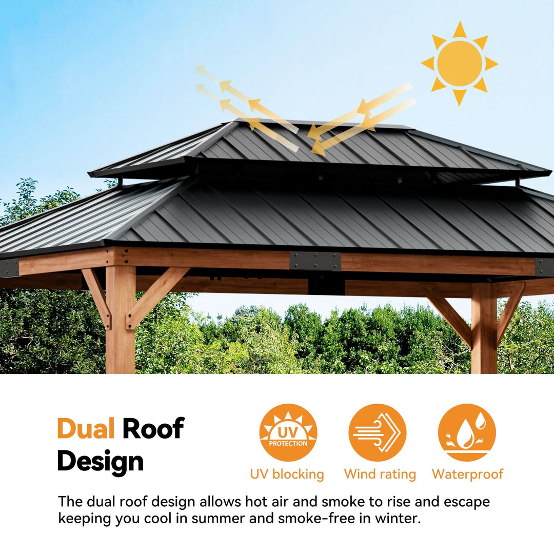 12'x16' Rosewood Cedar Hardtop Gazebo